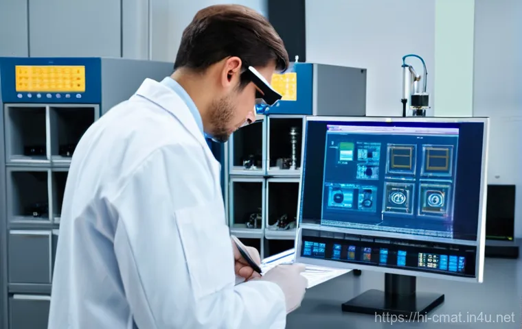 건설재료시험 기술자의 업무 효율화 사례 - **Digital Tools in Action on Site**
    Prompt: A highly skilled construction material testing engin...