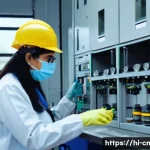 건설재료시험기사 자격증 취득 방법 - A professional construction materials testing laboratory scene showing a male and female technician ...